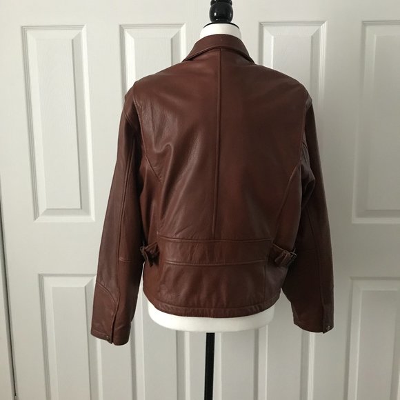 Danier Vintage leather bomber jacket mid brown (s) - Picture 4 of 13